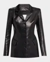 Salon 1884 Morelli Leather Single-breasted Bar Jacket In Black