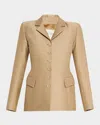 Salon 1884 Moro Cotton-silk Single-breasted Bar Jacket In Latte