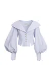 Salon 1884 Muxe Puffed Sleeve Canopy Stripe Cotton Top