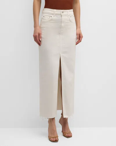 Salon 1884 + Net Sustain Orlan Frayed Denim Maxi Skirt In Off White