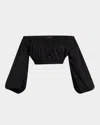Salon 1884 Oro Off-the-shoulder Cotton Poplin Top In Black