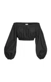 Salon 1884 Oro Off-the-shoulder Cotton Poplin Top In Black