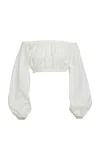 Salon 1884 Oro Off-the-shoulder Cotton Poplin Top In White