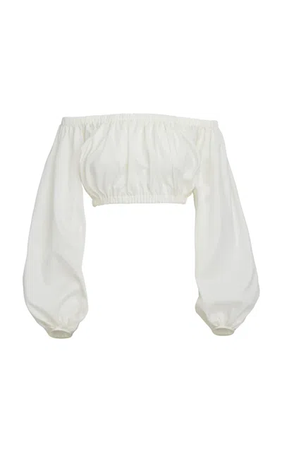 Salon 1884 Oro Off-the-shoulder Cotton Poplin Top In White