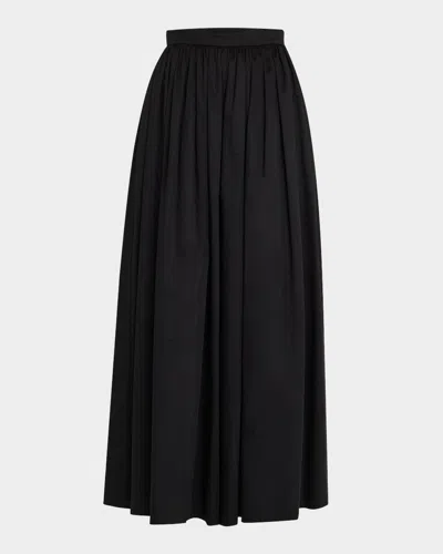 SALON 1884 RENZO PLEATED COTTON POPLIN SATEEN WIDE-LEG SKIRT PANTS