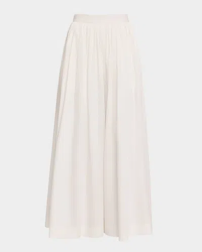 Salon 1884 Renzo Pleated Cotton Poplin Sateen Wide-leg Skirt Pants In Perla