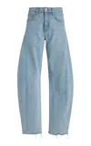 Salon 1884 Rocco Curved Stretch High-rise Straight-leg Jeans In Light Blue