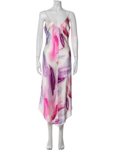 Pre-owned Salon 1884 Silk Midi Length Dress In Pink
