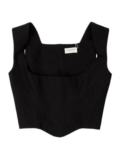 Pre-owned Salon 1884 Square Neckline Sleeveless Crop Top W/ Tags In Black