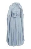 Salon 1884 Tiepolo Linen-cotton Midi Dress In Light Blue