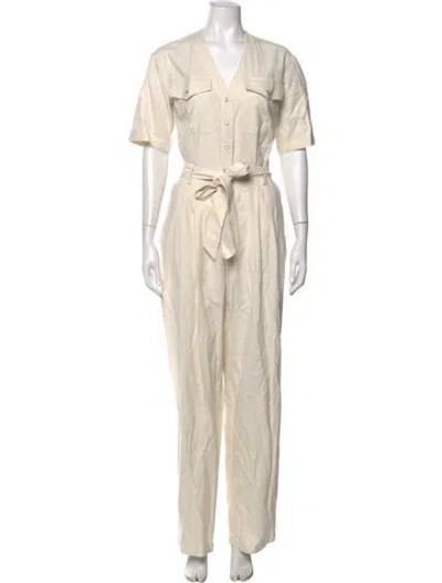 Pre-owned Salon 1884 V-neck Jumpsuit In Neutrals