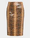 Salon 1884 Yvette Snake-embossed Leather Midi Skirt In Sepia Python Print