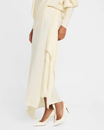 Salon 1884 Zadie Drape Slit Midi Skirt In Cream