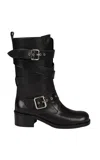 Salondeju Belted Leather Midi Boots