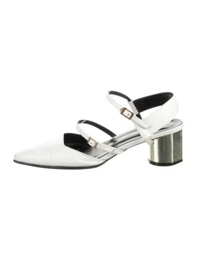 Pre-owned Salondeju Leather Slingback Pumps In White