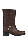 Salondeju Single Buckle Leather Midi Boots
