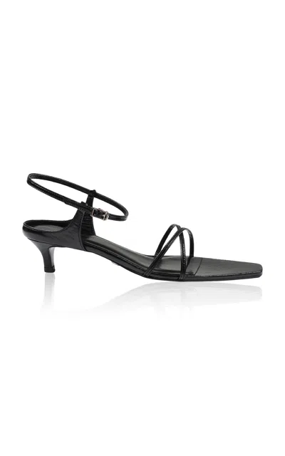 Salondeju Vintage Square Cross Strap Sandal In Black