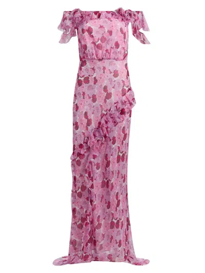 Saloni Women's Nina Floral Silk Off-the-shoulder Maxi Dress