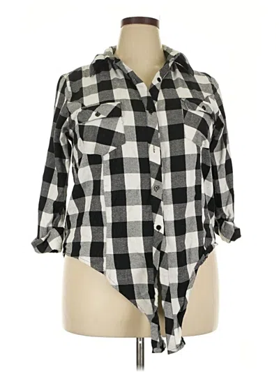 Pre-owned Saloni 3/4 Sleeve Button Down Shirt In Black