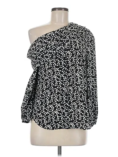 Pre-owned Saloni 3/4 Sleeve Silk Top Black One Shoulder Neckline Tops