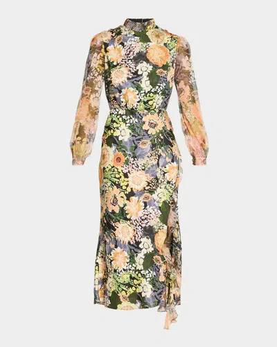 Saloni Adaline Floral Midi Dress In Multi