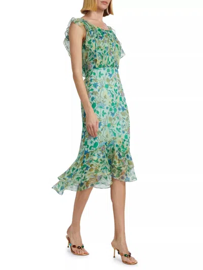 Saloni Aisha Dress In Taman Mint In Multi