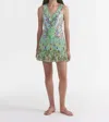 Saloni Amy Short Dress In Thistledown In Green
