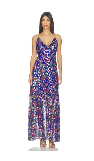 Saloni Ani Long Dress In Blue