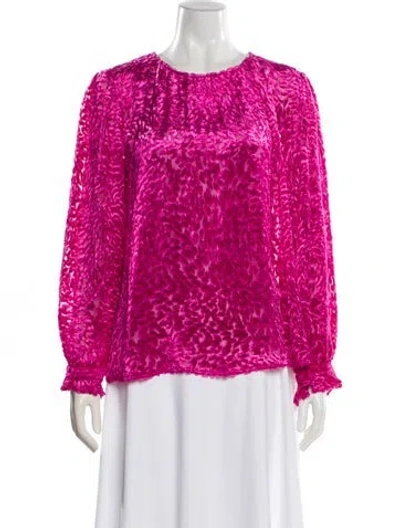 Pre-owned Saloni Animal Print Crew Neck Blouse W/ Tags In Multi