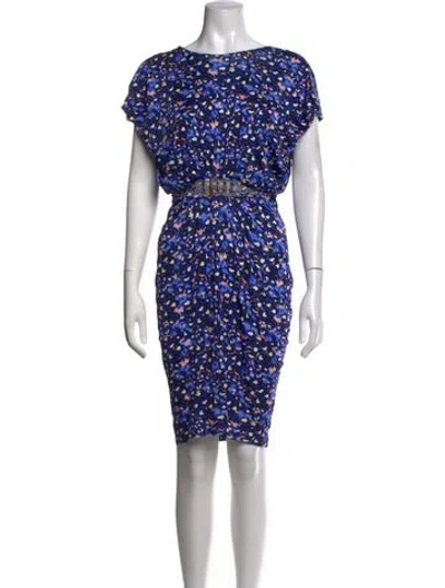 Pre-owned Saloni Animal Print Knee-length Dress In Blue