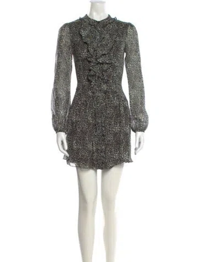 Pre-owned Saloni Animal Print Mini Dress In Neutral