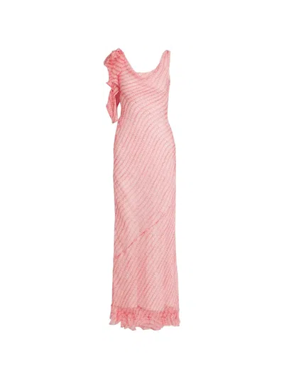 Saloni Asher B Ruffled Silk-chiffon Maxi Dress In Multi