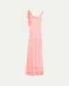 Saloni Asher B Ruffled Printed Silk-chiffon Maxi Dress In Stem Rose