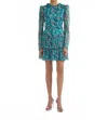 Saloni Ava-b Dress In Sea Hidden Ophidian In Green