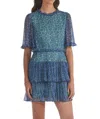 Saloni Ava Dress In Teal In Blue