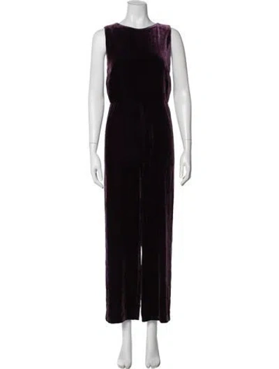 Pre-owned Saloni Bateau Neckline Jumpsuit In Purple