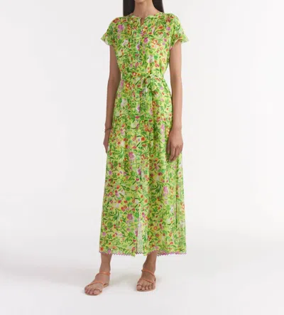 Saloni Bettie B Midi Dress In Bouquet Lime In Green