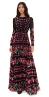 Saloni Blythe-b Knotted Floral-print Crinkled Silk-blend Chiffon Gown In Multi