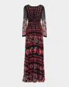 Saloni Blythe Printed Long-sleeve Dress In Multi
