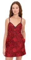 Saloni Boa B Dress Scarlet Rose/emb In Red