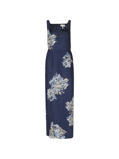 Saloni Bora Floral-jacquard Maxi Dress In Blue