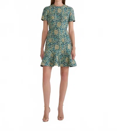 Saloni Callaina Rose Brocade Min Dress In Green