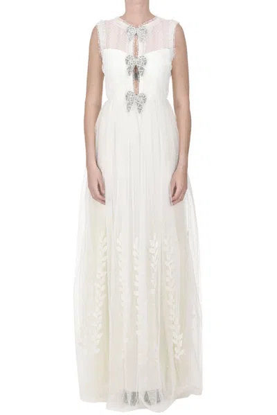 Saloni Camilla Plumetis Tulle Dress In Ivory