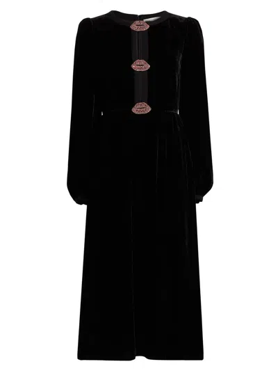 Saloni Camille Bows Dress In Black