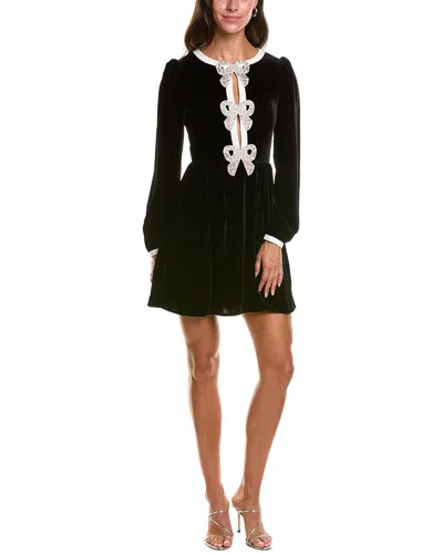 Saloni Camille Liquid Velvet Silk-blend Mini Dress In Black