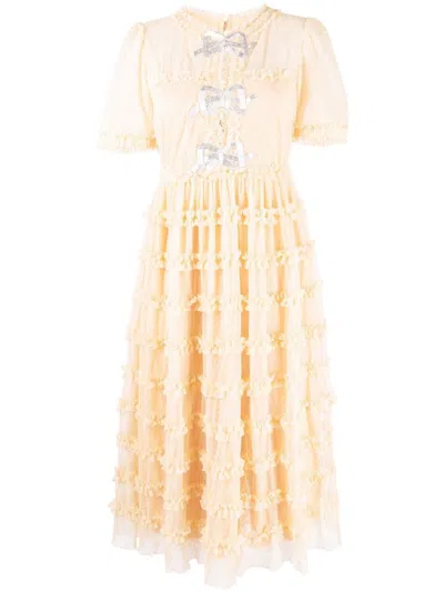 Saloni Camille Long Dress In Yellow