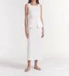 Saloni Carine Linen Midi Skirt In Ivory In White
