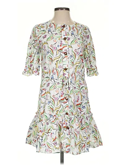 Pre-owned Saloni Casual Dress In White
