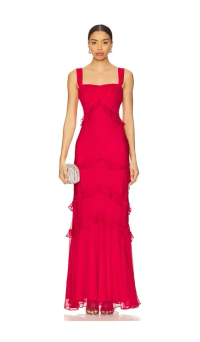 Saloni Chandra Ruffled Plissé Silk-georgette Maxi Dress In Pink