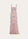 Saloni Chandra Floral Ruffled Gown In Taman Blush